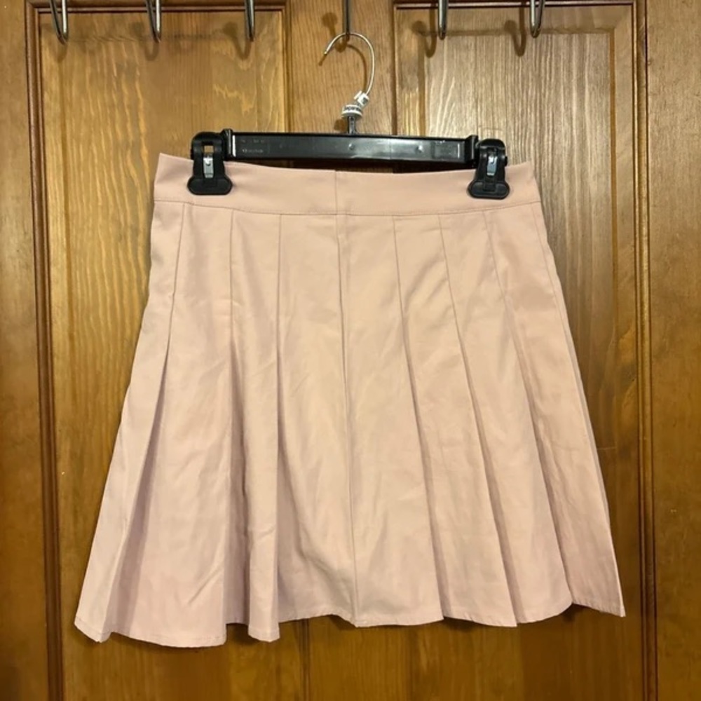 Tiegan Pleated Skater Skirt in Blush Pink